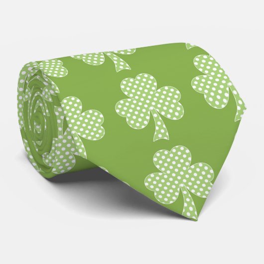 Cravate Shamrock de verdure Clover Pois Patrick's Day (Roulé)