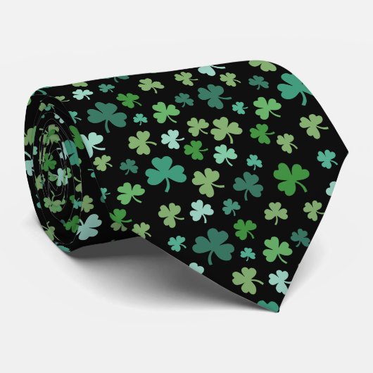 Cravate Shamrock irlandais noir (Roulé)