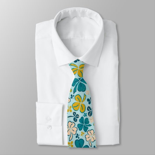 Cravate Shamrock moderne vert Lucky Clover Motif Neck Ti (Attaché)