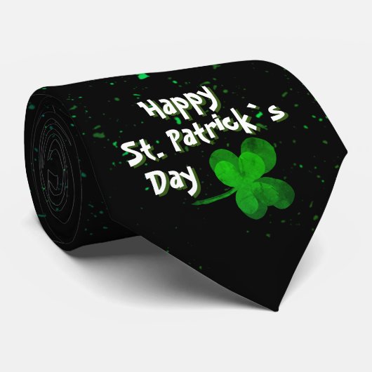 Cravate Shamrock vert irlandais Bonne St Patrick`s Day (Roulé)