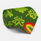 Cravate Shamrocks d'aquarelle et Rainbows Irish Green (Roulé)