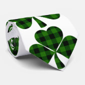 Cravate Shamrocks en plaid noir du trèfle vert de St Patri (Roulé)