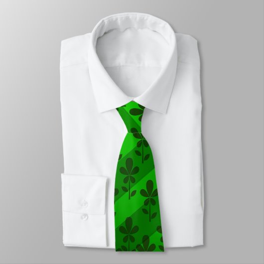 Cravate Shamrocks irlandais & rayures (Attaché)
