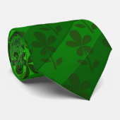 Cravate Shamrocks irlandais & rayures (Roulé)