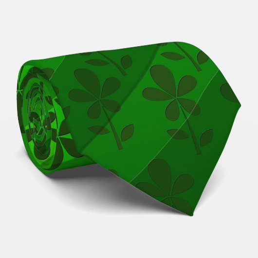 Cravate Shamrocks irlandais & rayures (Roulé)