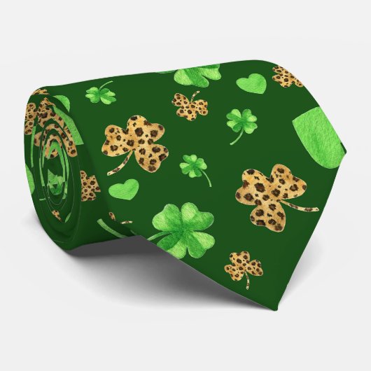 Cravate Shamrocks irlandais verts (Roulé)