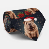 Cravate Shar Pei Chien dans Noël de neige (Roulé)