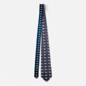 Cravate Shark Drawing of White & Gray Ocean Tiled Necktie (Dos)