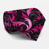 Cravate Sharp and Stylish Black and Pink Tie for Men (Roulé)