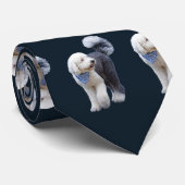 Cravate Sheepadoodle avec écharpe à carreaux bleus (Roulé)