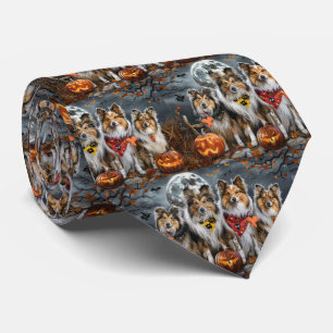 Cravate Shetland Sheepdog Halloween Éffrayant