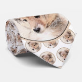 Cravate Shetland Sheepdog Puppy Peinture Chien original ar (Roulé)