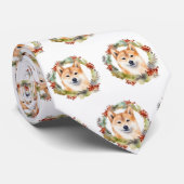Cravate Shiba Inu Festive de la couronne de Noël Coupe (Roulé)