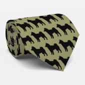 Cravate Shiba Inu Silhouettes Motif Vert et Noir (Roulé)