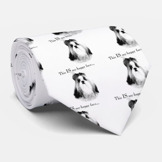 Cravate Shih Tzu, un visage heureux (Roulé)