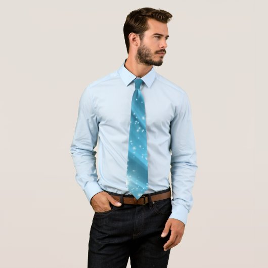Cravate Shimmering Teal Nebula Effect Neck Tie (En situation)