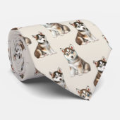 Cravate Sibérie Husky Chien Chien Chien Motif (Roulé)
