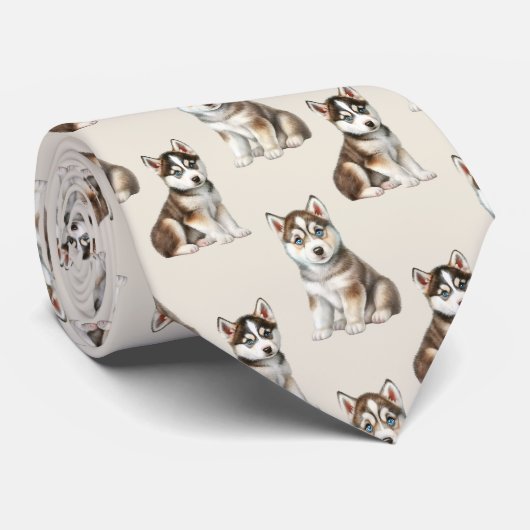 Cravate Sibérie Husky Chien Chien Chien Motif (Roulé)