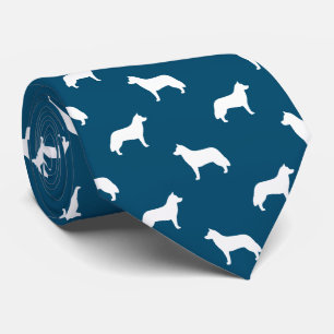 Cravate Sibérie Husky Dog Silhouettes Motif Blue