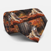 Cravate Sibérie Husky en automne Feuilles automne Inspire  (Roulé)