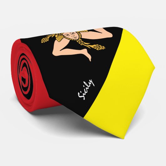 Cravate Sicile, Triskelion Cravate, drapeau sicilien mode (Roulé)
