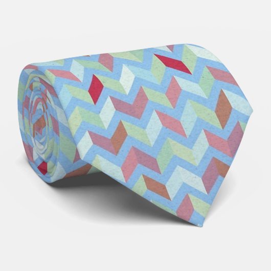 Cravate Sigmund Freud Neo Patchwork Zigzag Satin Necktie (Roulé)