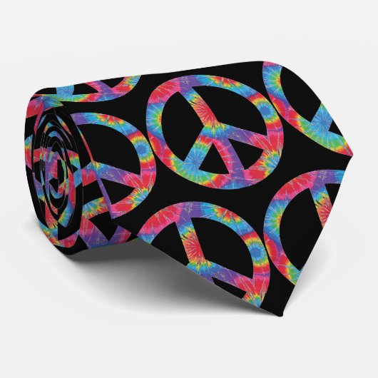 Cravate Signe de Paix Rétro - Design Hippy Hippie Arc-en-C (Roulé)