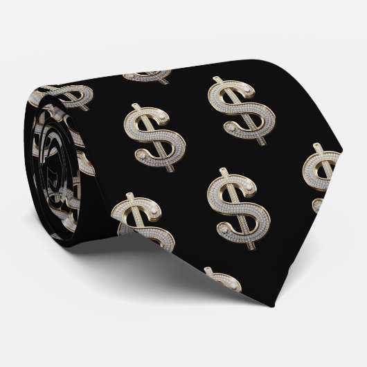 Cravate Signe diamant et argent Dollar (Roulé)