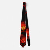 CRAVATE SIGNE LEO ZODIAC, ROSE FRACTAL ROUGE EN NOIR (Devant)