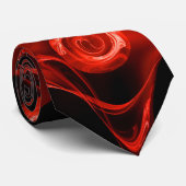 CRAVATE SIGNE LEO ZODIAC, ROSE FRACTAL ROUGE EN NOIR (Roulé)