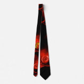 CRAVATE SIGNE LEO ZODIAC, ROSE FRACTAL ROUGE EN NOIR (Dos)