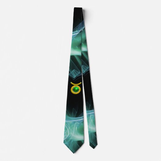 CRAVATE SIGNE TAURUS ZODIAC, ÉPINETTES FRACTALES VERTES BL (Devant)