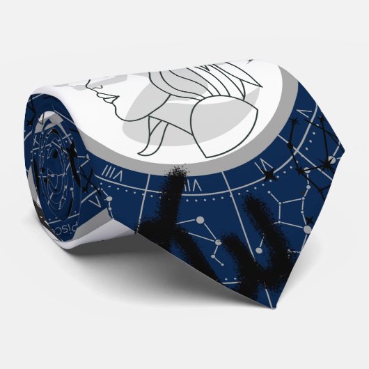 Cravate SIGNE Zodiaque - Virgo.b D Bleu BG (Roulé)