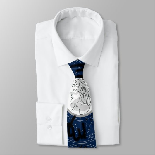 Cravate SIGNE Zodiaque - Virgo.b D Bleu BG (Attaché)