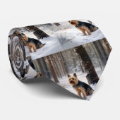 Cravate Silencieux Terrier Laisser Il Neige Noël (Roulé)