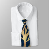 Cravate Silhouette Arbre d'Or moderne Design bleu minimal (Attaché)