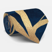 Cravate Silhouette Arbre d'Or moderne Design bleu minimal (Roulé)