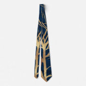Cravate Silhouette Arbre d'Or moderne Design bleu minimal (Dos)