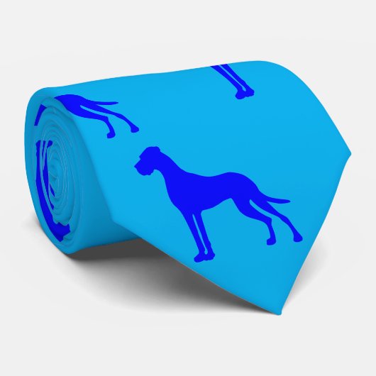 Cravate Silhouette bleue Great Dane (Roulé)