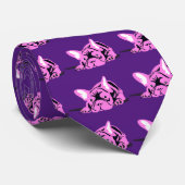 Cravate Silhouette de Bulldog français sur violet (Roulé)
