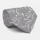 Cravate Silhouette de cheval tendance motif sur gris (Roulé)