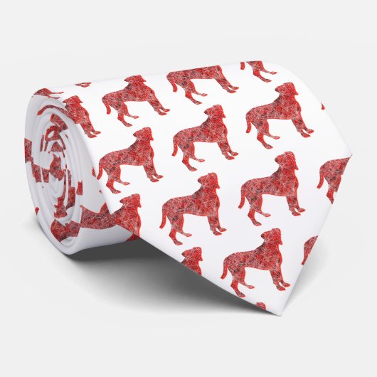 Cravate Silhouette de chien Boxer Noël Col blanc mignon (Roulé)