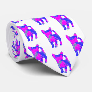 Cravate Silhouette de chien Chihuahua rose Cou blanc