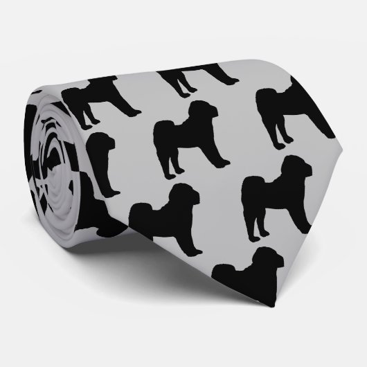 Cravate Silhouette de chien chinois Shar Pei (Roulé)