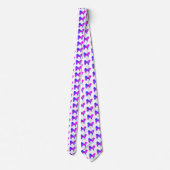 Cravate Silhouette de chien Samoyé rose et bleu clair blan (Dos)