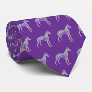 Cravate Silhouette de chien Whippet Lévrier italien Pastel