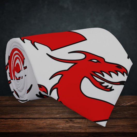 Cravate Silhouette de dragon rouge