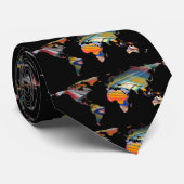 Cravate Silhouette de la carte du monde - Un monde Abstrai (Roulé)