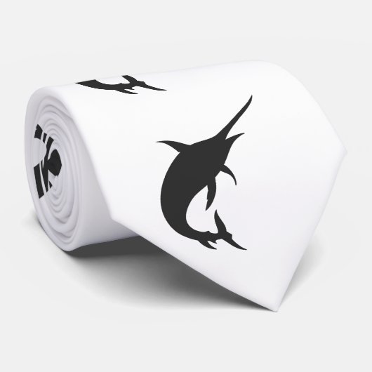 Cravate Silhouette de poisson marlin - Choisir la couleur  (Roulé)