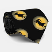 Cravate Silhouette de sorcière volante (Roulé)